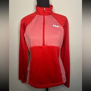 Fila Red Athletic Sweater Half-Zip Design
